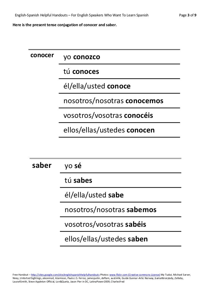 conocer in english